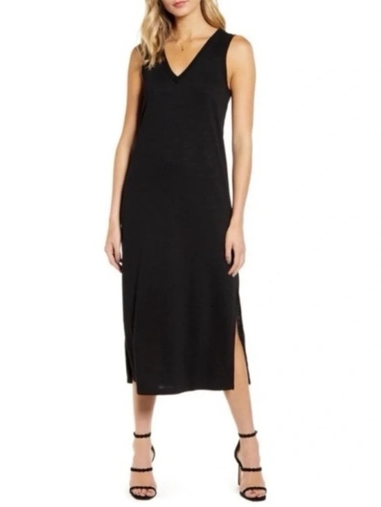 PAIGE Dresses & Skirts - Paige Knit V Neck Tank Slit Midi Dress Black XS